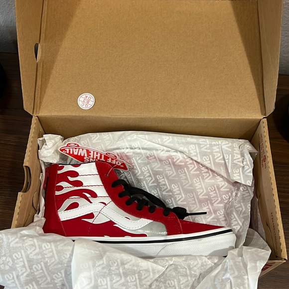 Vans Shoes | Kids Vans Sk8-Hi Zip Ferocious Flame Racing | Color: Red/White 1.5 - Picture 3 of 6